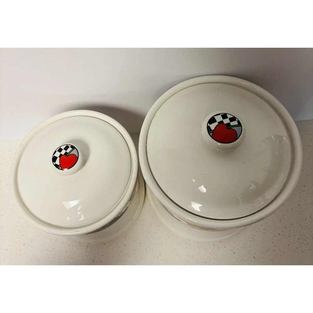 Vintage Vitromaster METROPOLITAN Stoneware Ceramic Storage Containers Set Of 3